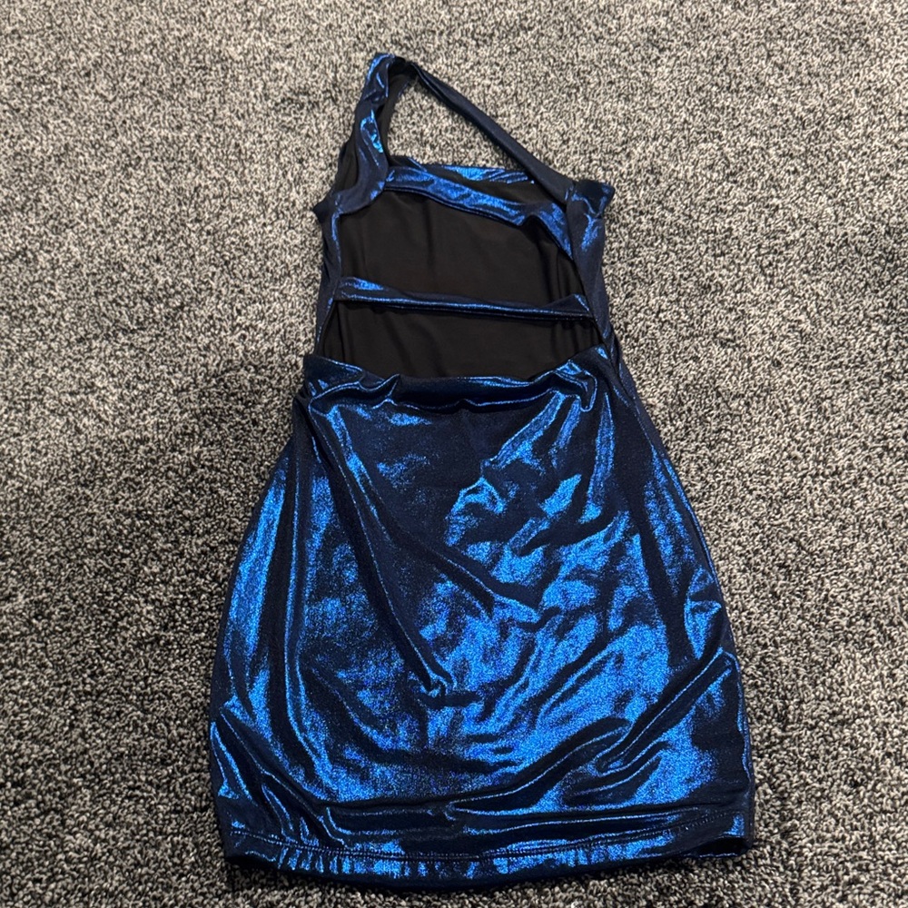 Source Unknown Shimmering Navy Backless Dress - image 2